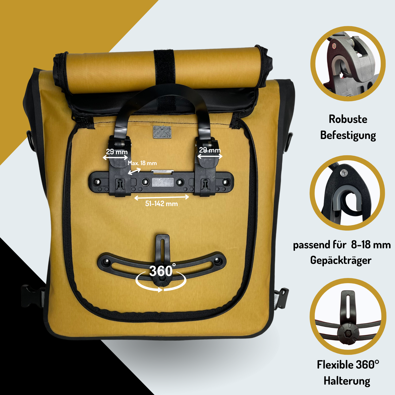 Travel-Monster 3in1 Bike bag RPET oat yellow